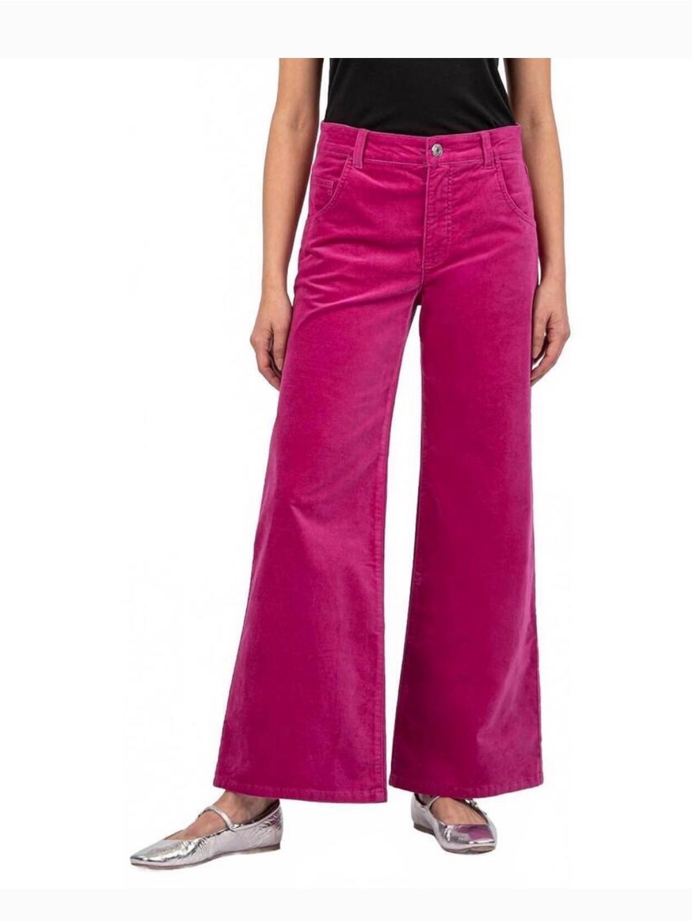 Kut From The Kloth Wide Leg High Rise Pink Fuchsia velvet pants Size 10